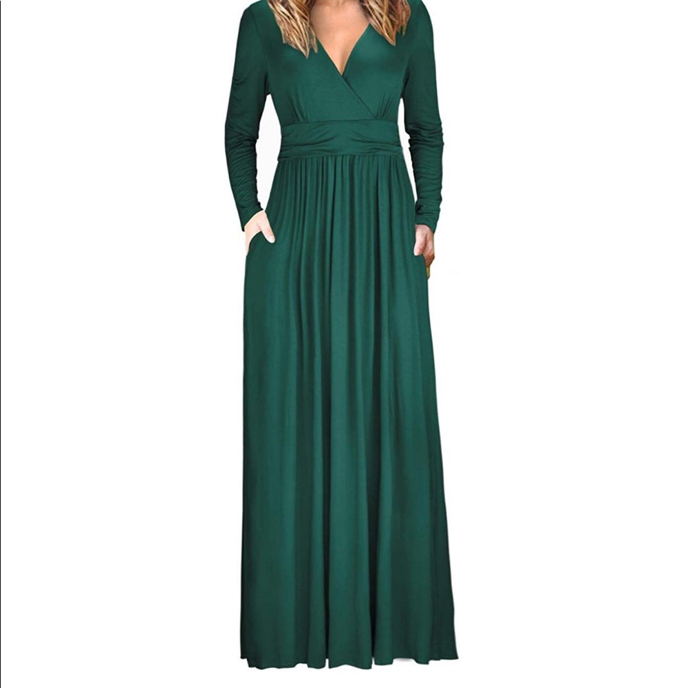 LONG SLEEVE MAXI DRESS SIMPLE WITH POCKETS